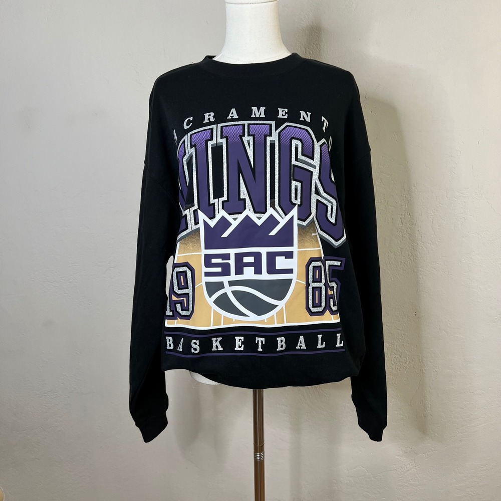 Sacramento Kings 47 Brand Sweatshirt Womens Size Small Black New NBA Graphic